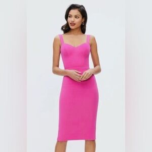 Dress The Population Nicole Low Cut Sleeveless Dress in Hot Pink color Size L